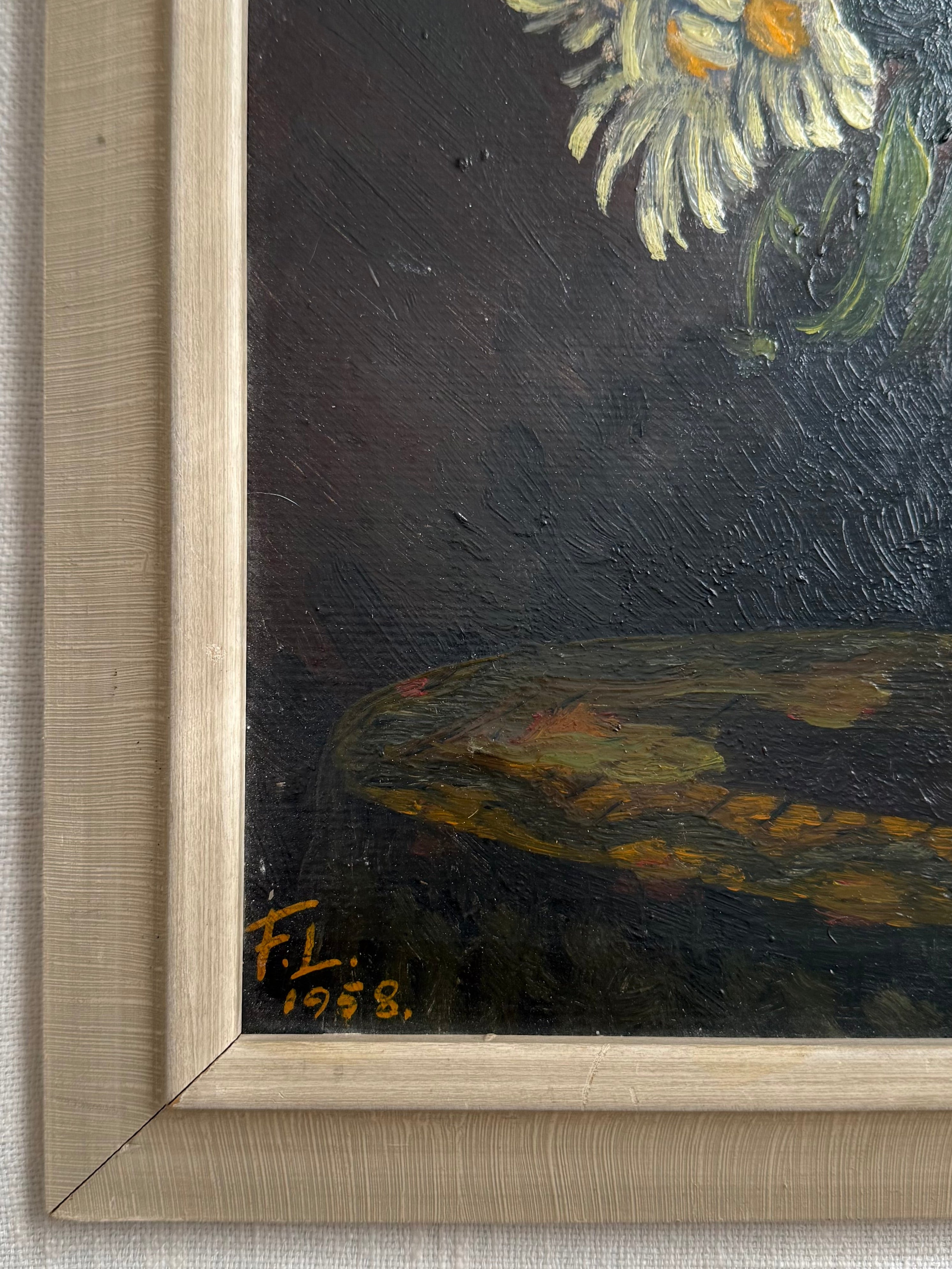 1958 Still Life Daisy Oil Painting
