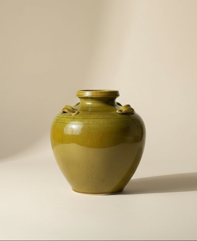 Four-handle Green Glazed Vase