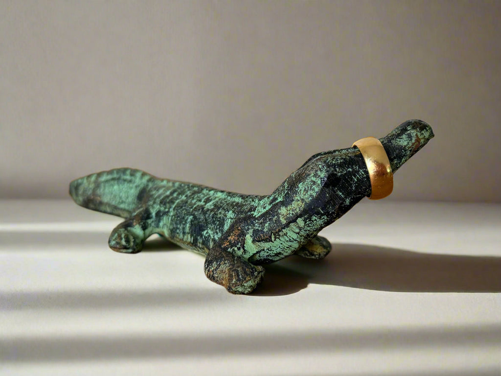 Vintage Cast Iron Alligator Figurine