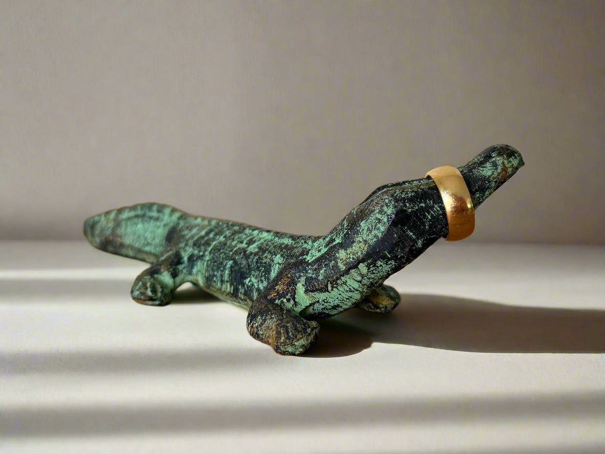 Vintage Cast Iron Alligator Figurine