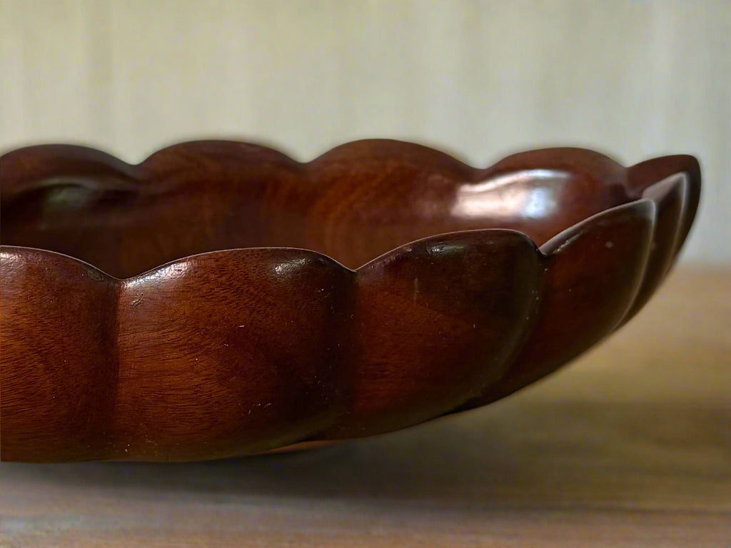 Haitian Mahogany Scalloped Wood Bowl