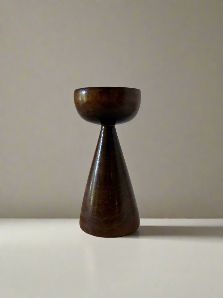 Polished Wood Candle Holder