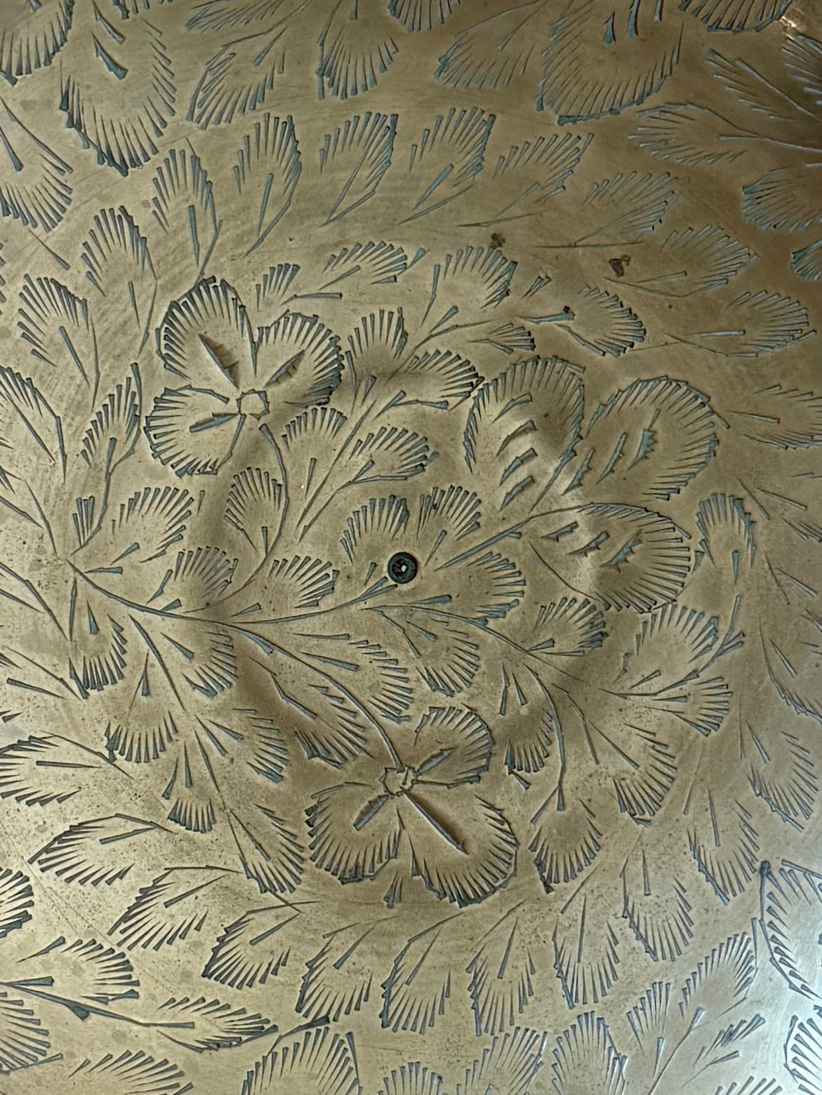 Vintage Hand-etched Brass Pedestal Bowl