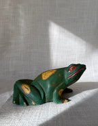 Hand-painted Wooden Frog Figurine