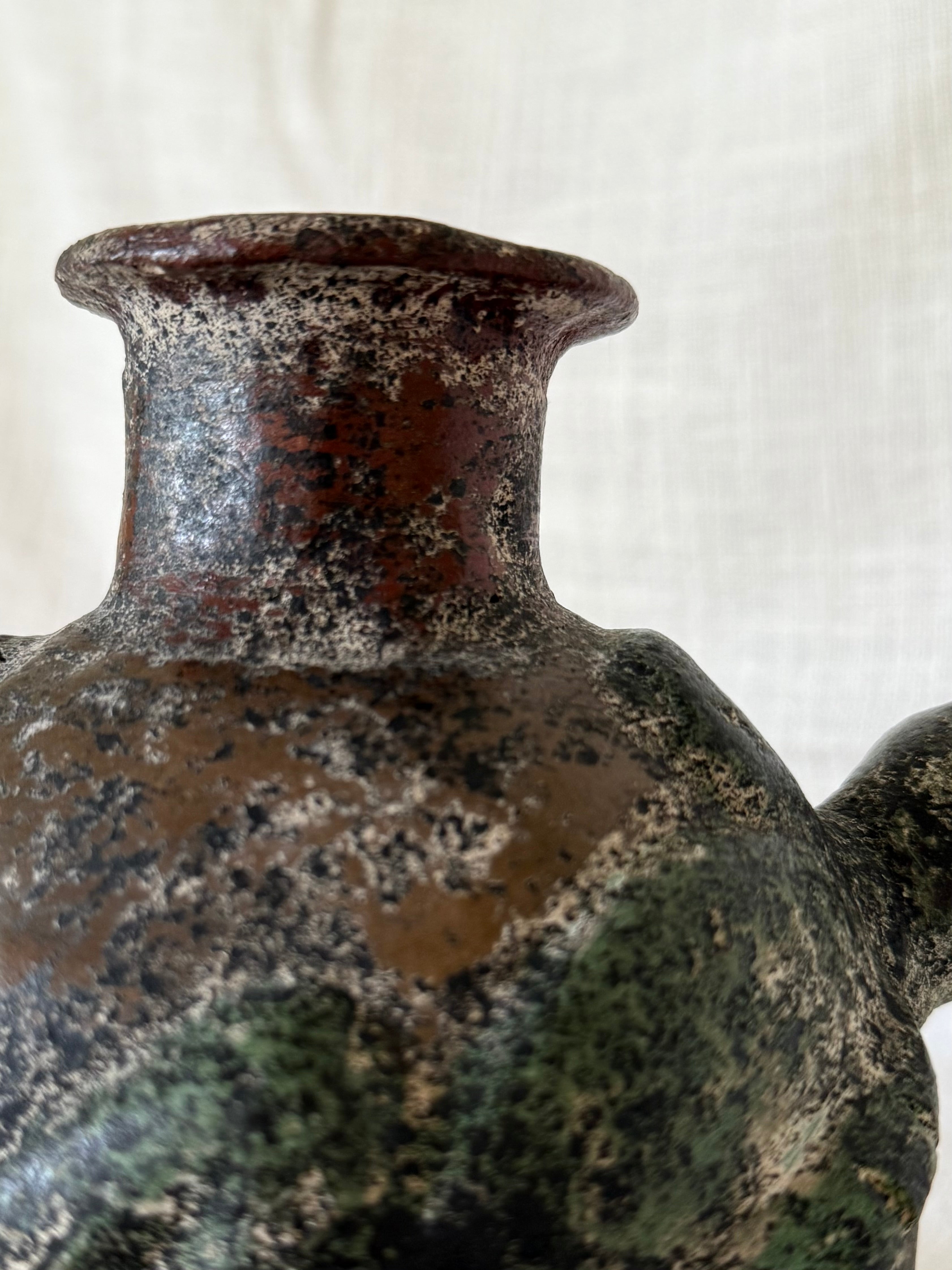 Rustic Folk-art Twin Iguana Vase