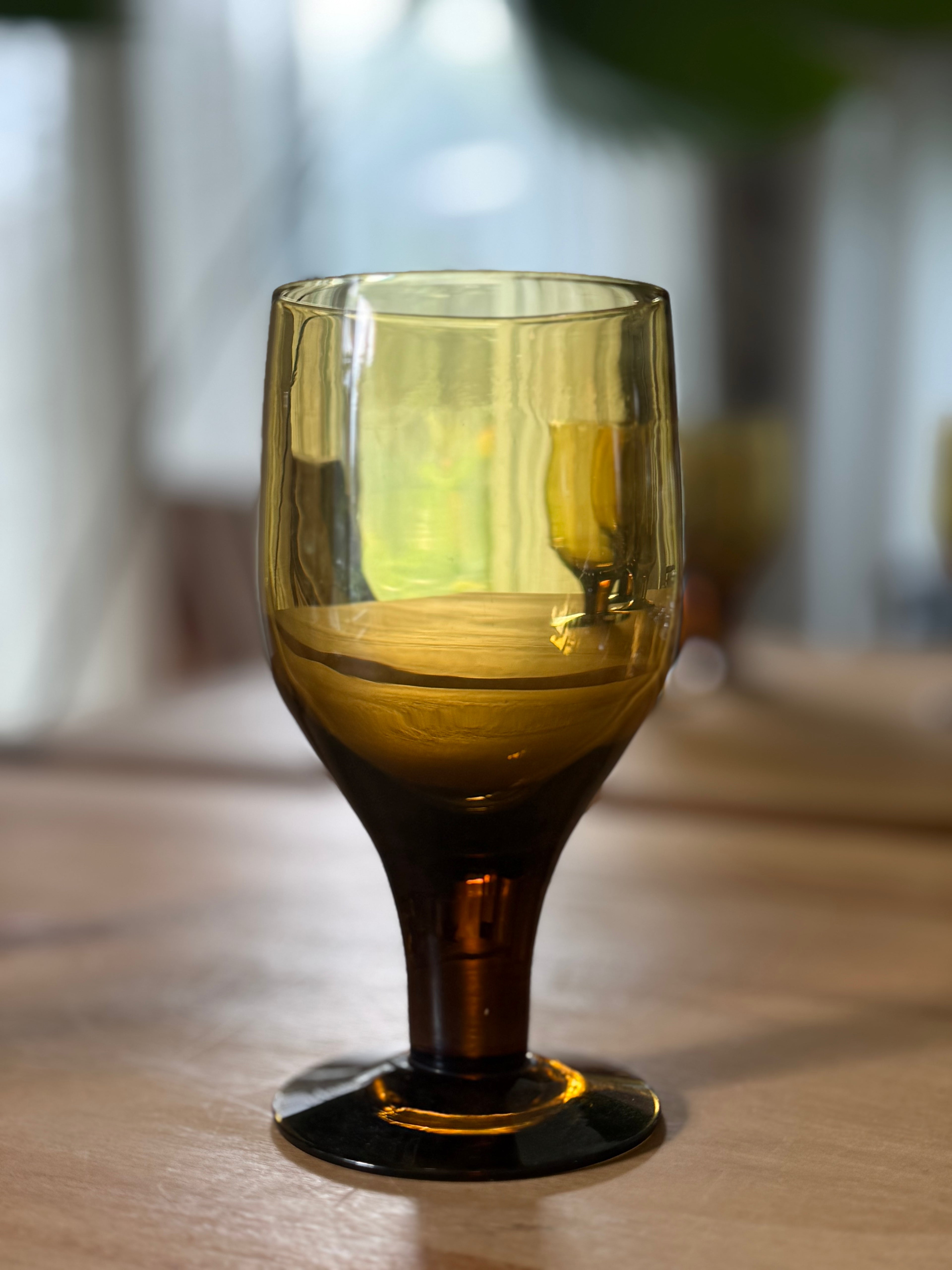 Amber Stemmed Glass Goblet (set of 5)