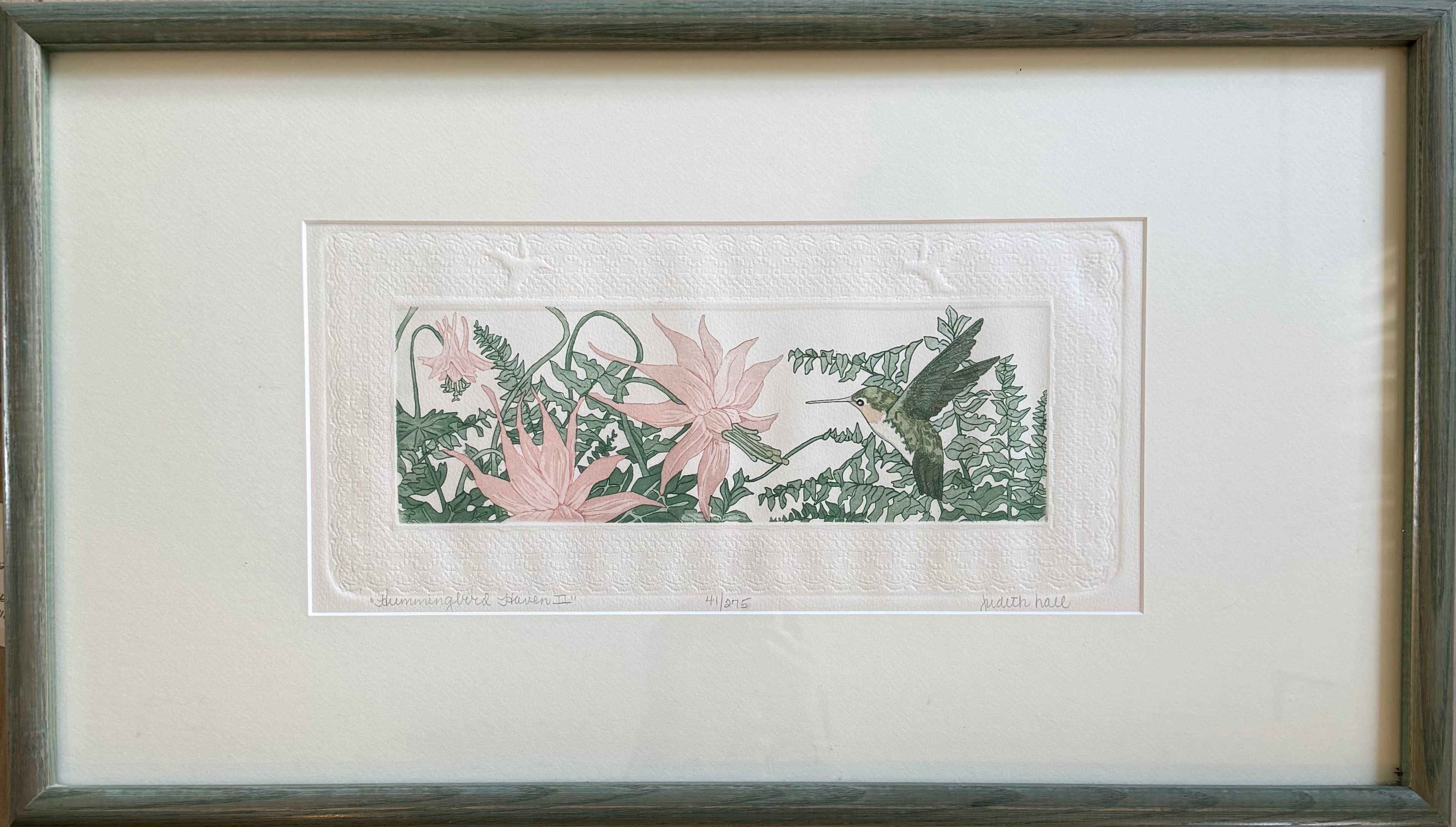 Original Judith Hall “Hummingbird Haven II” Etching 41/275