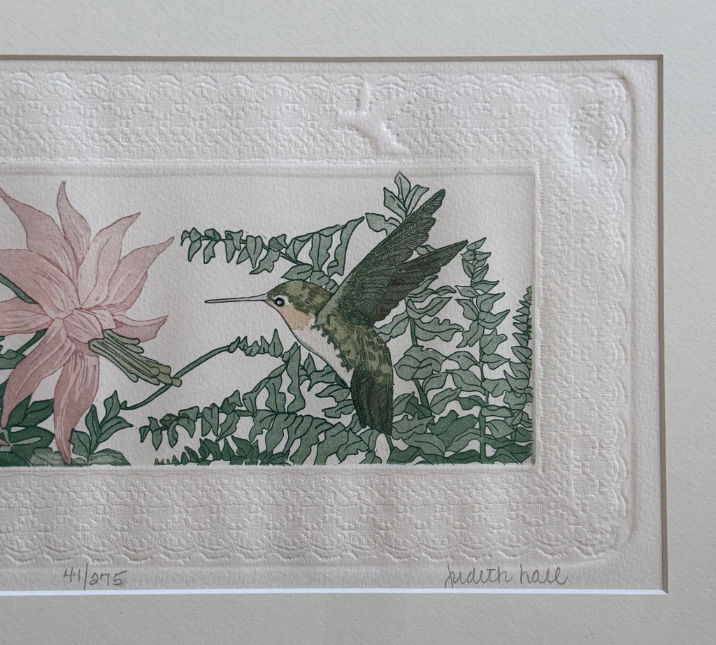 Original Judith Hall “Hummingbird Haven II” Etching 41/275