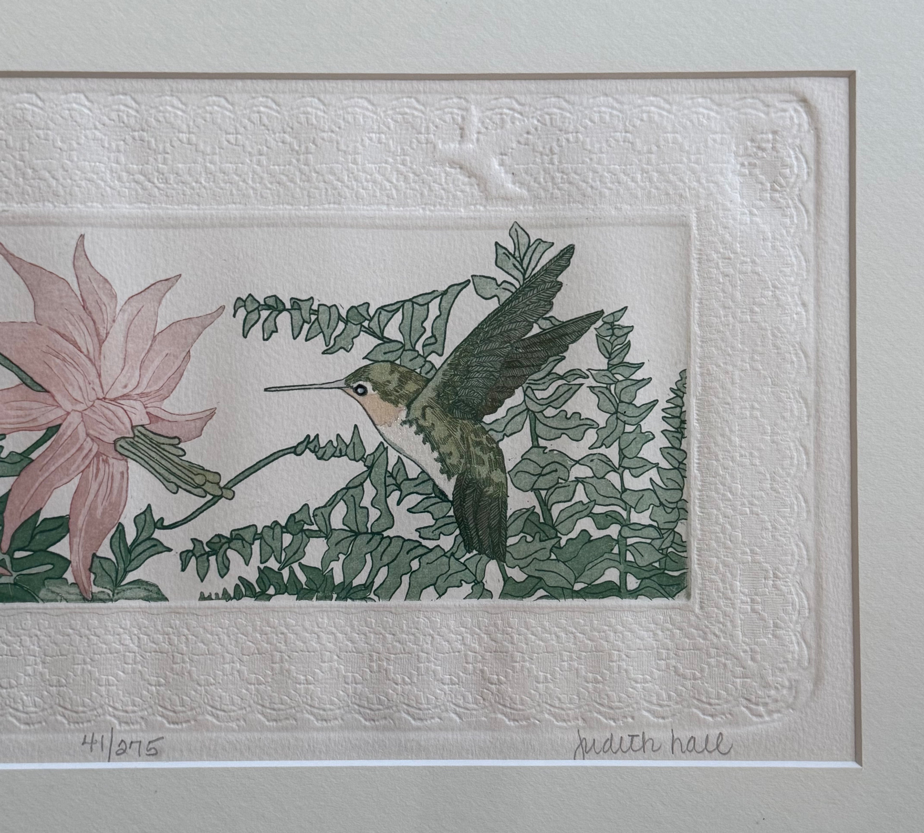 Original Judith Hall “Hummingbird Haven II” Etching 41/275