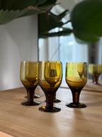 Amber Stemmed Glass Goblet (set of 5)