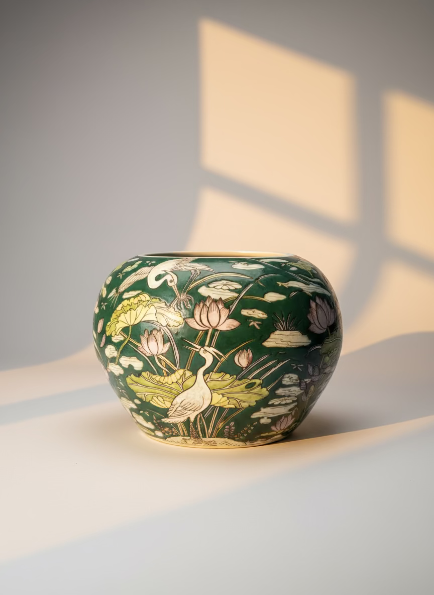 Vintage/ Antique "Famille Rose" Chinese Enamel on Porcelain Vase/ Planter