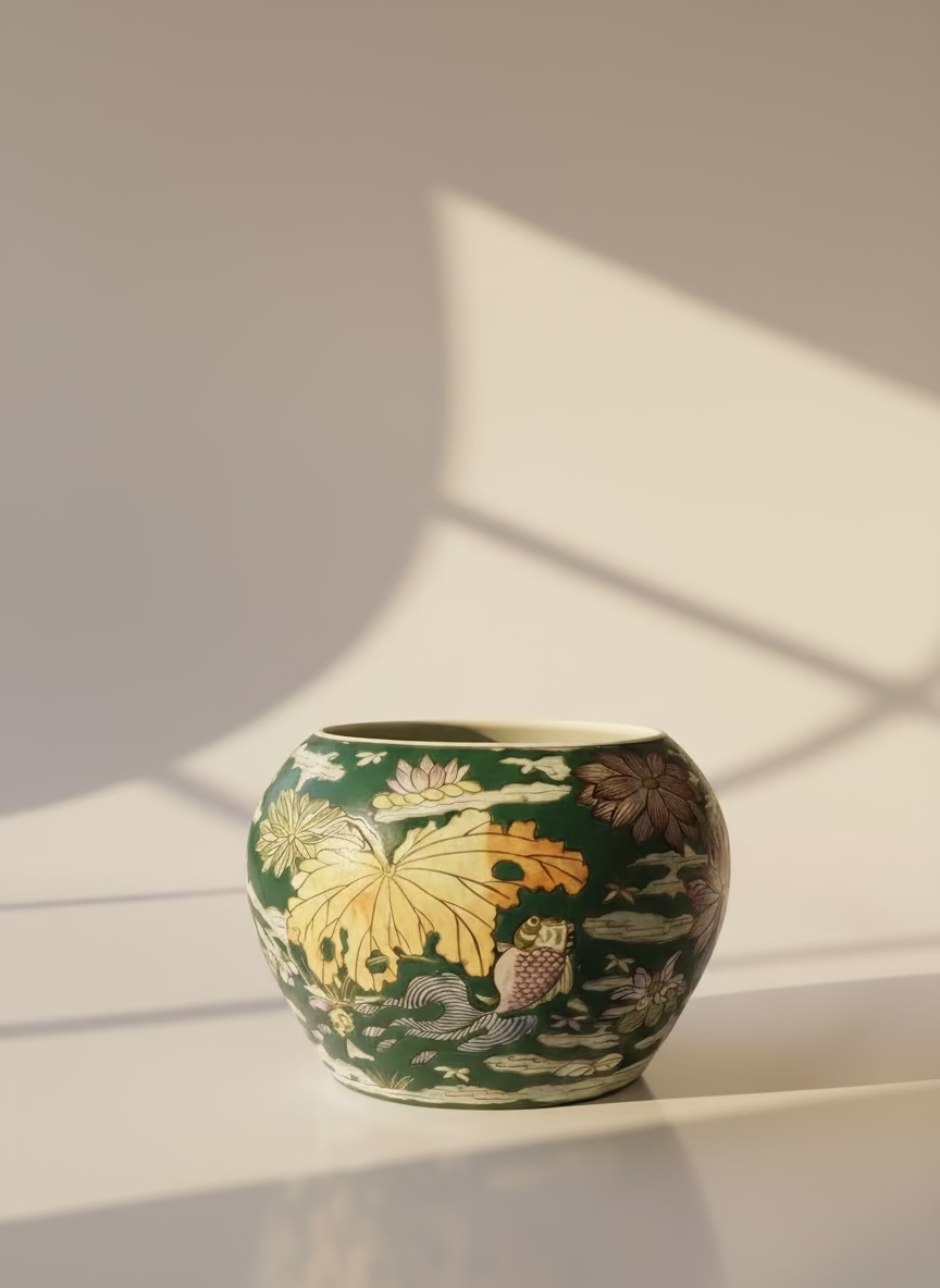 Vintage/ Antique "Famille Rose" Chinese Enamel on Porcelain Vase/ Planter