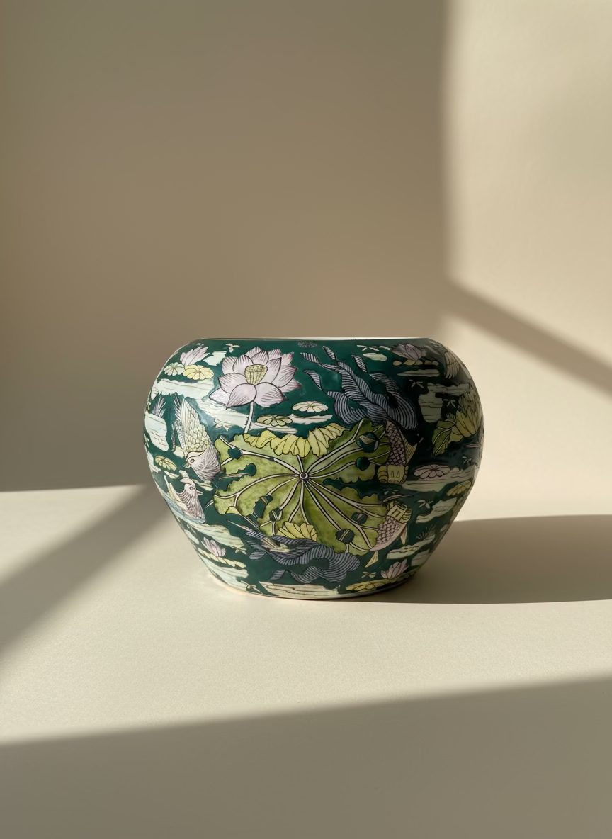 Vintage/ Antique "Famille Rose" Chinese Enamel on Porcelain Vase/ Planter