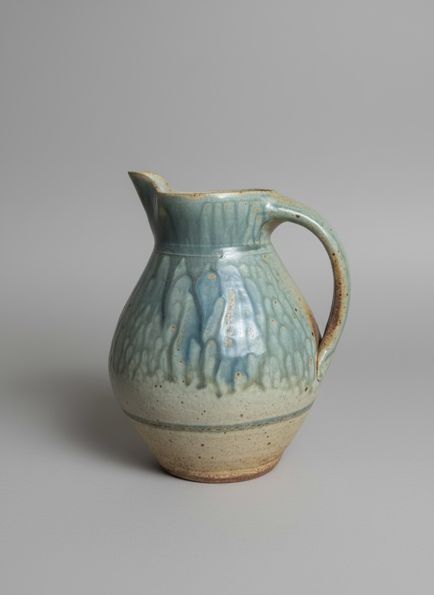 Blue Drip Glazed Pitcher