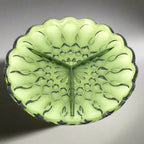 Vintage Anchor Hocking Avocado Green Tri-compartment Dish