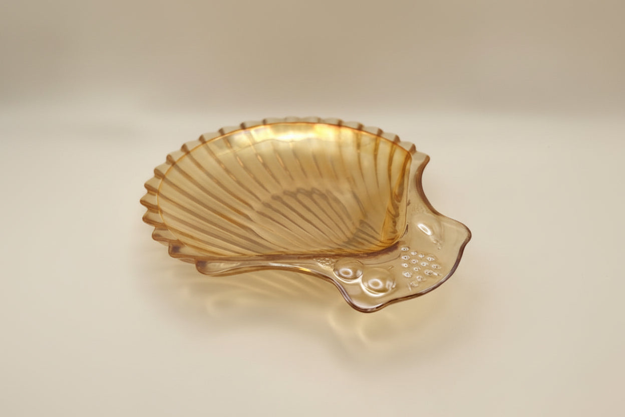 Vintage Carnival Glass Shell Jewelry Dish