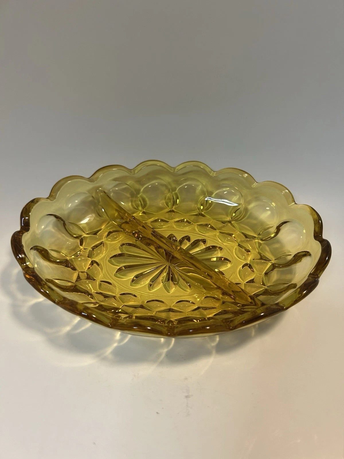 1960s Anchor Hocking Amber Dual Compartment Dish